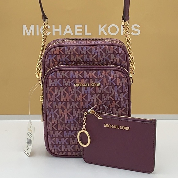 MICHAEL KORS Jet Set Travel Medium Logo Crossbody Bag & Small Coinpouch ID card - Picture 11 of 16